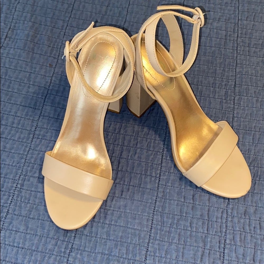 Nude strappy heels